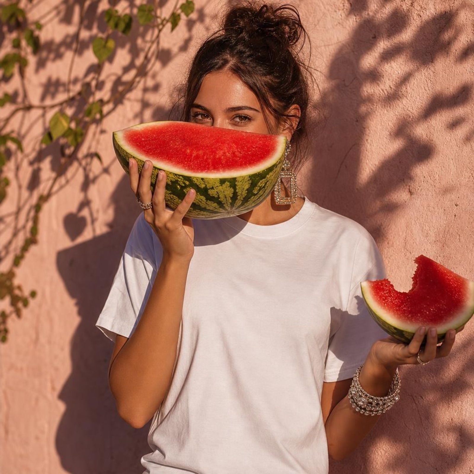 A photorealistic T-shirt mockup in a lifestyle scene