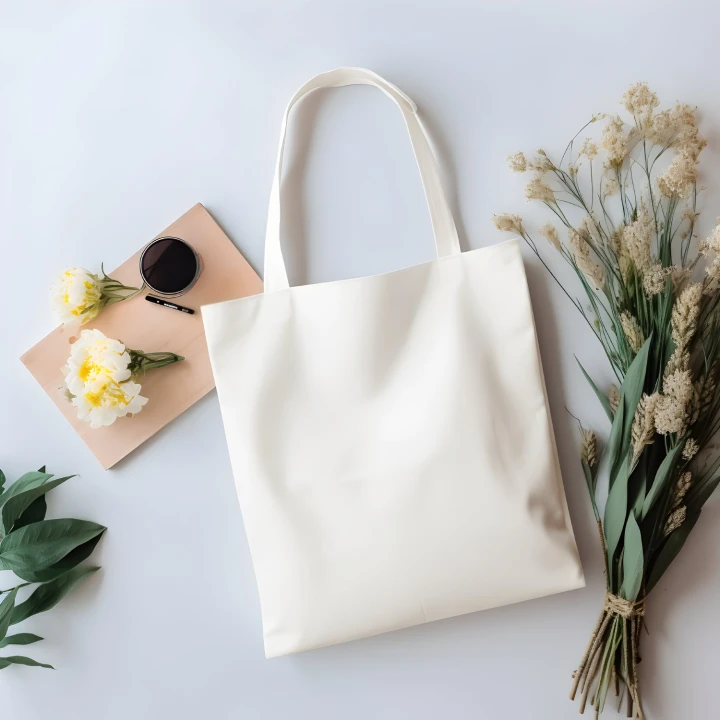 White Canvas Tote Bag Mockup Front View Template