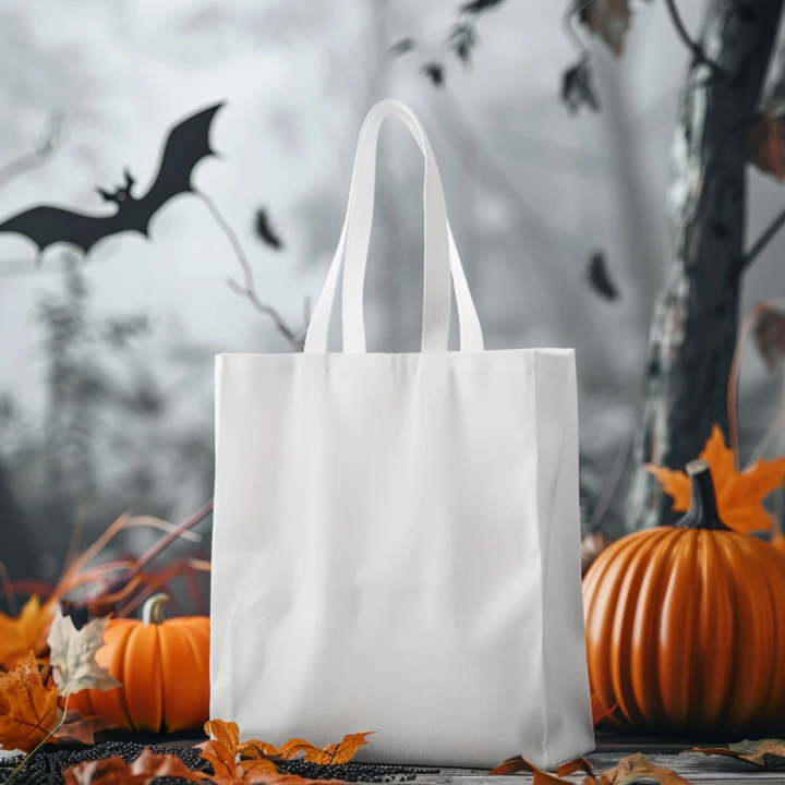 White Canvas Tote Bag Mockup Front View Template