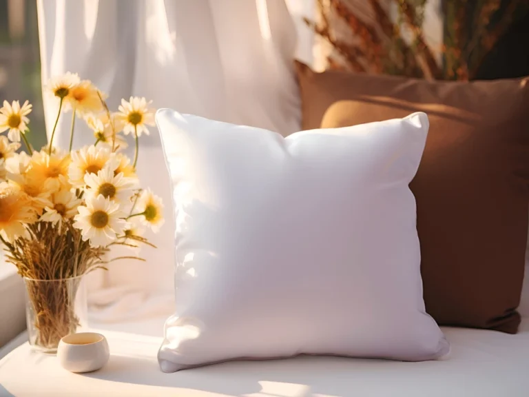 White Square Pillow Cover Mockup Template