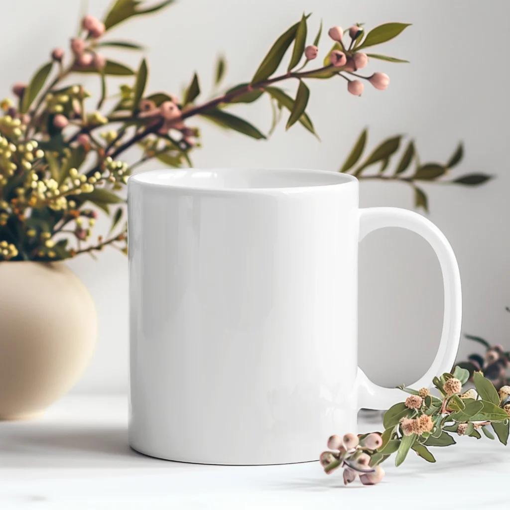 11oz Blank White Ceramic Coffee Mug Mockup Template