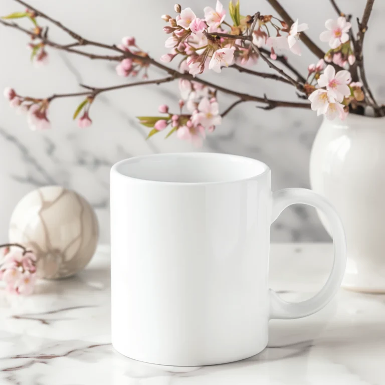 11oz Blank White Ceramic Coffee Mug Mockup Template