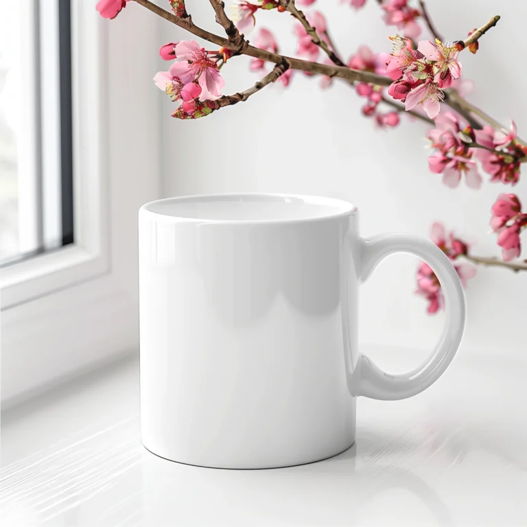 11oz Blank White Ceramic Coffee Mug Mockup Template