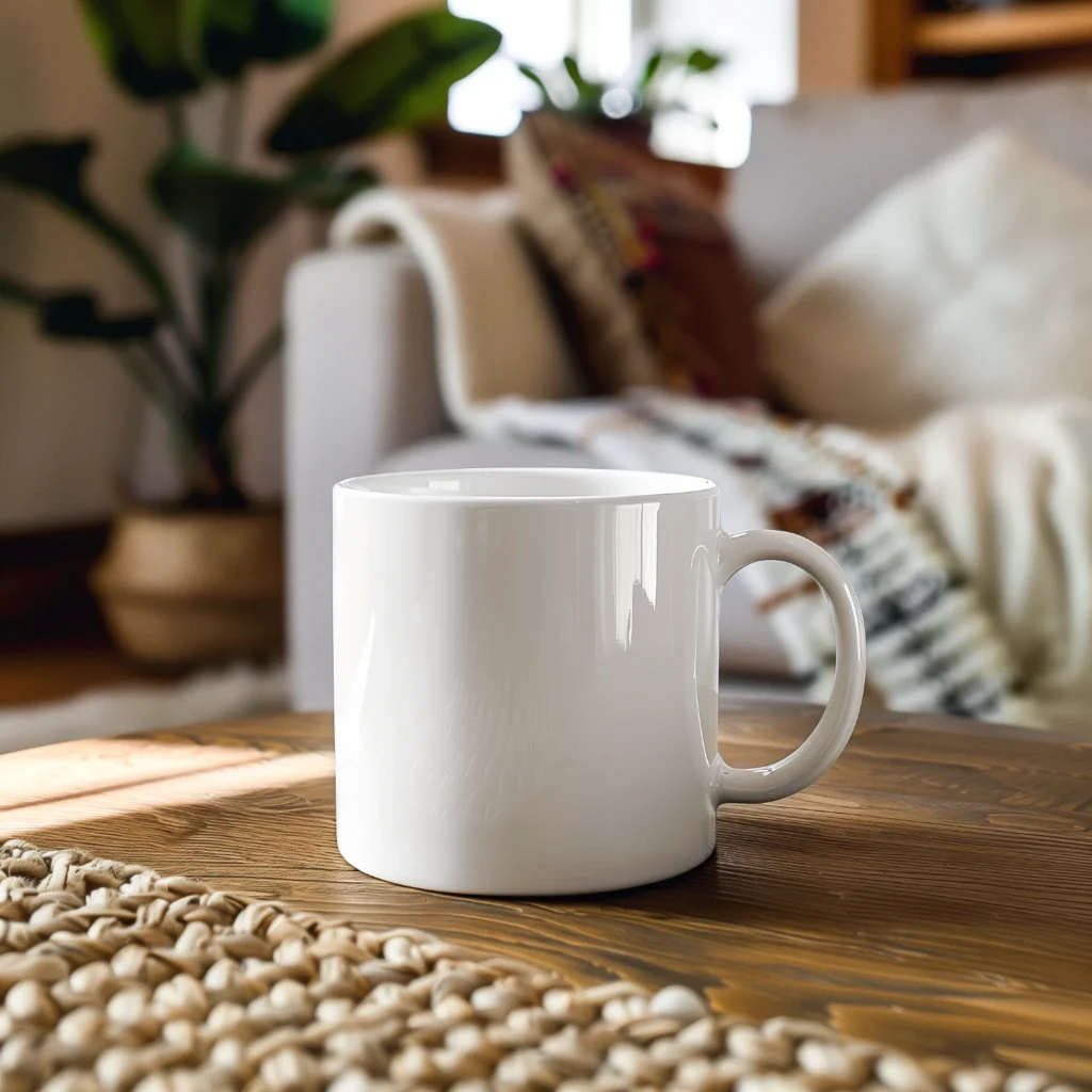 11oz Blank White Ceramic Coffee Mug Mockup Template