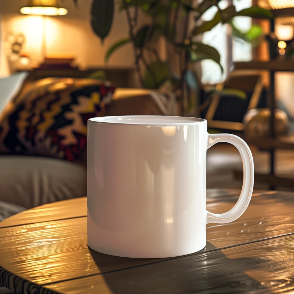 11oz Blank White Ceramic Coffee Mug Mockup Template