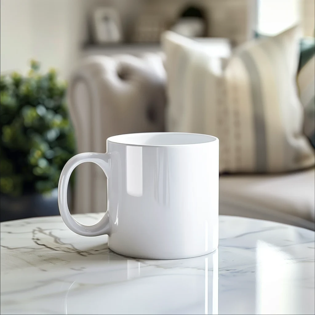 11oz Blank White Ceramic Coffee Mug Mockup Template