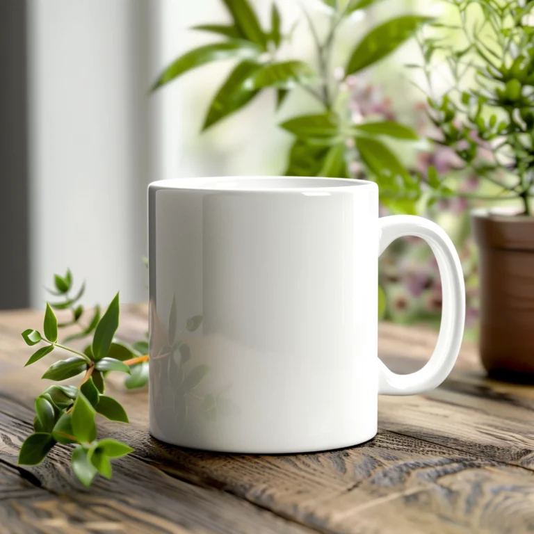 11oz Blank White Ceramic Coffee Mug Mockup Template