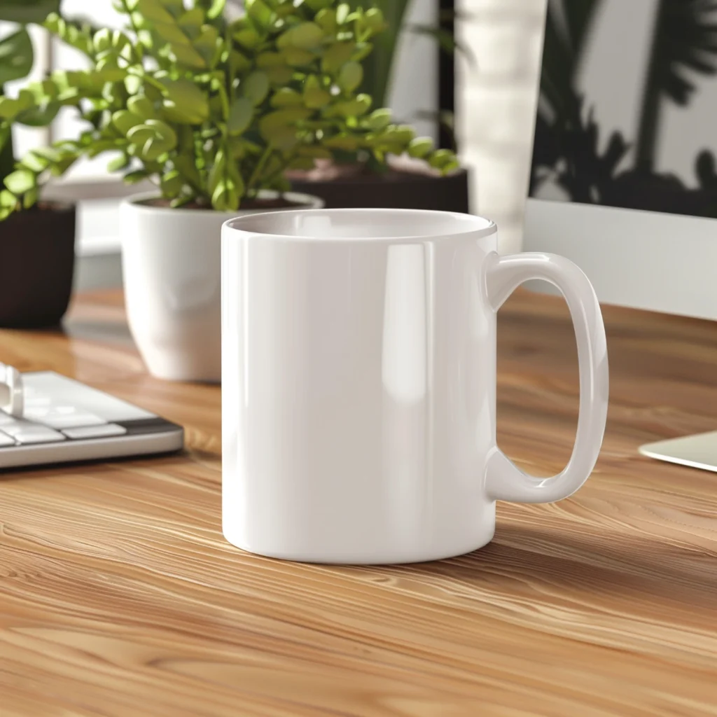 11oz Blank White Ceramic Coffee Mug Mockup Template