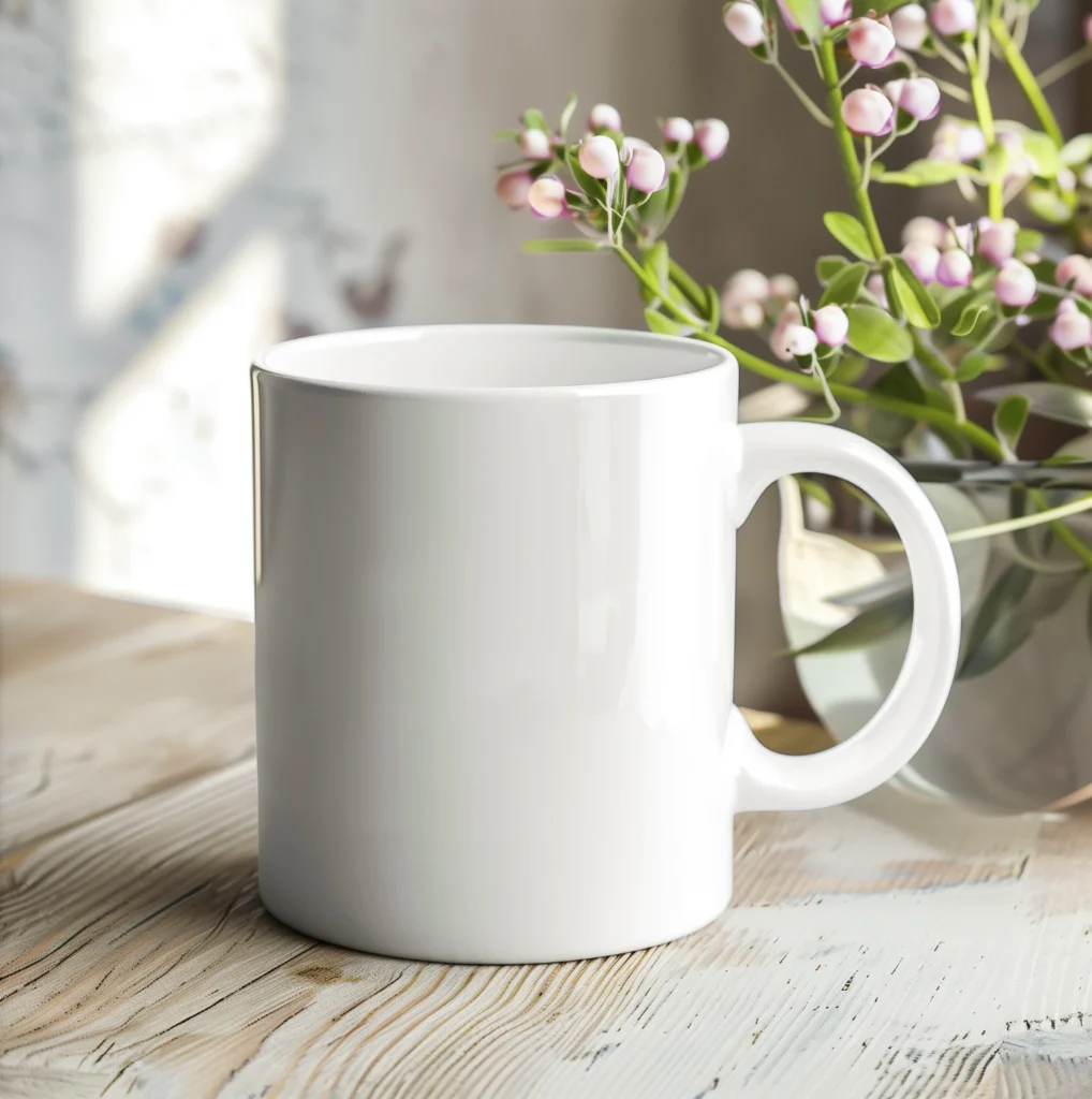 11oz Blank White Ceramic Coffee Mug Mockup Template