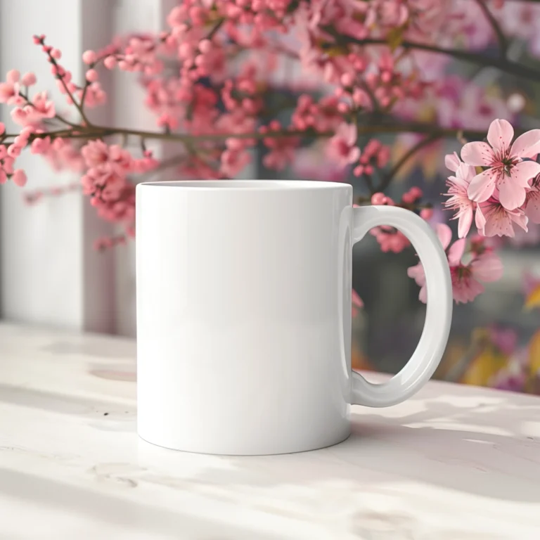 11oz Blank White Ceramic Coffee Mug Mockup Template