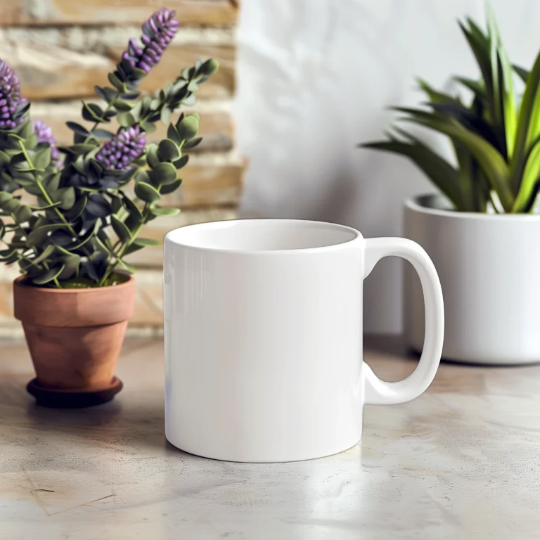 11oz Blank White Ceramic Coffee Mug Mockup Template