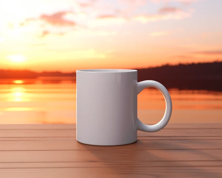 11oz Blank White Ceramic Coffee Mug Mockup Template