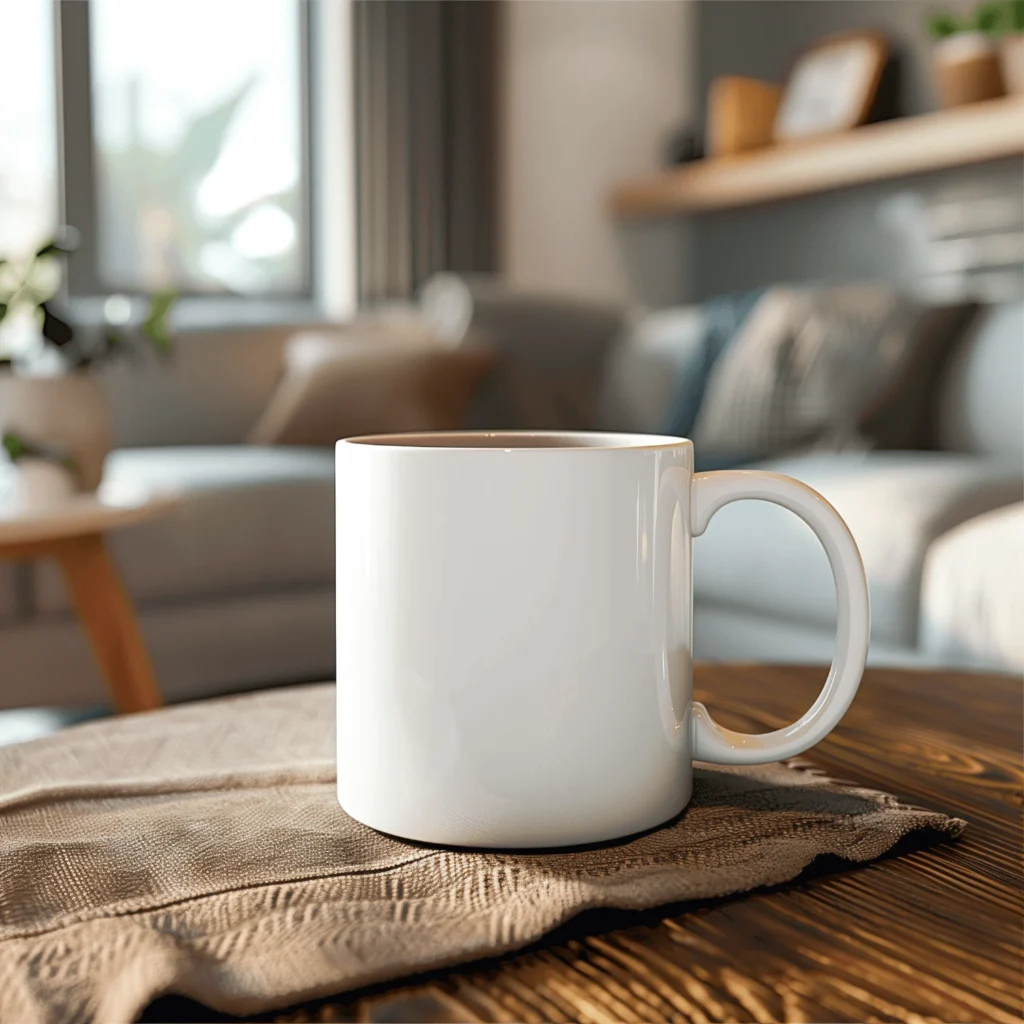 11oz Blank White Ceramic Coffee Mug Mockup Template