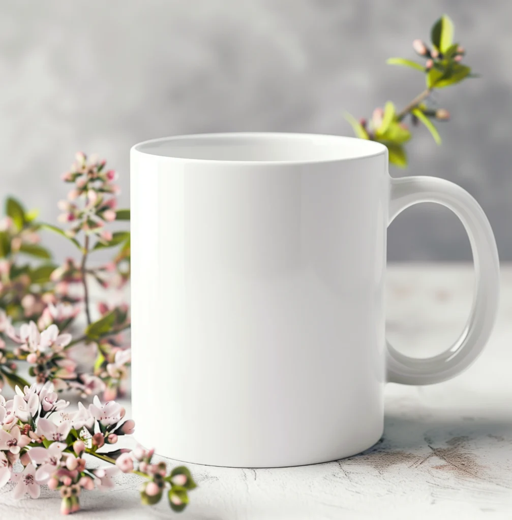 11oz Blank White Ceramic Coffee Mug Mockup Template