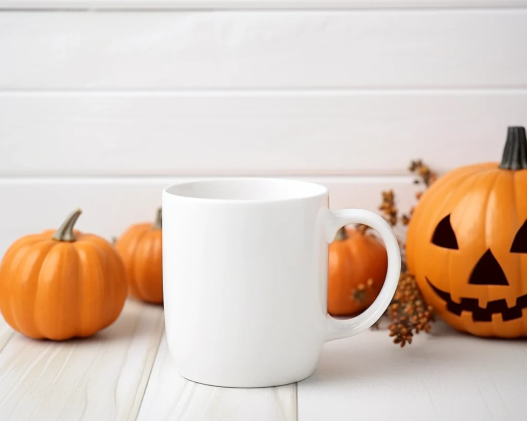 11oz Blank White Ceramic Coffee Mug Mockup Template