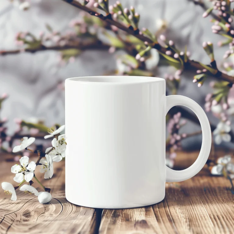 11oz Blank White Ceramic Coffee Mug Mockup Template