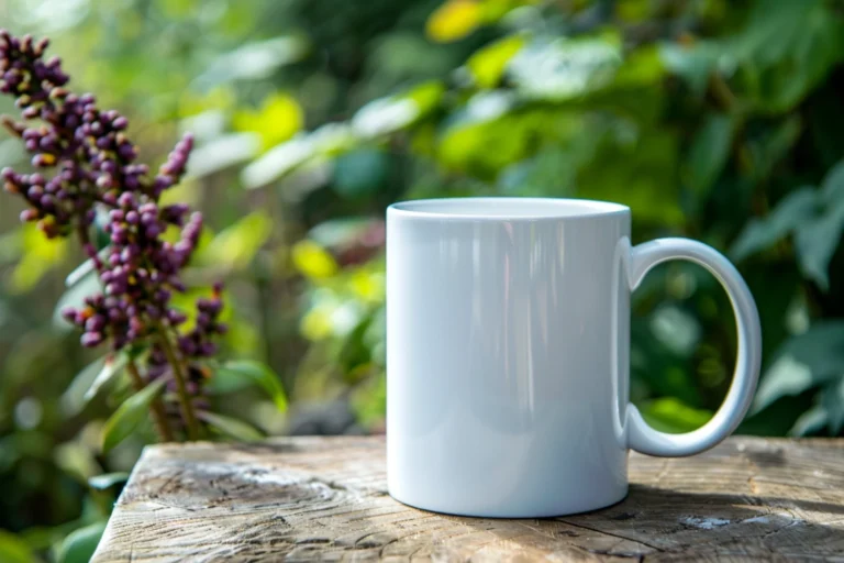 11oz Blank White Ceramic Coffee Mug Mockup Template