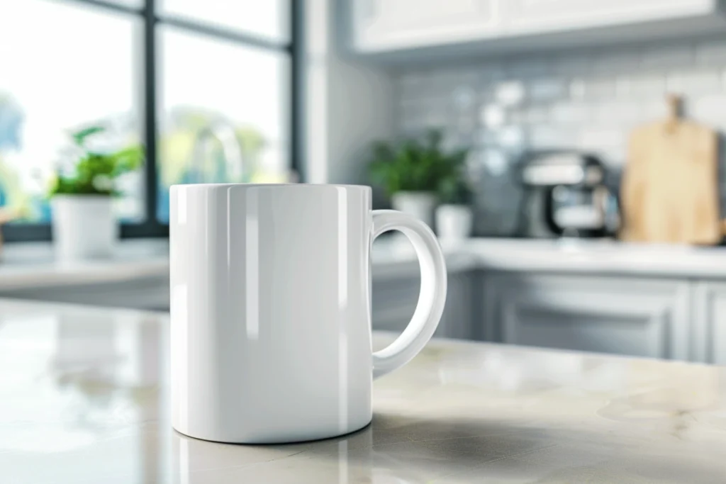 11oz Blank White Ceramic Coffee Mug Mockup Template