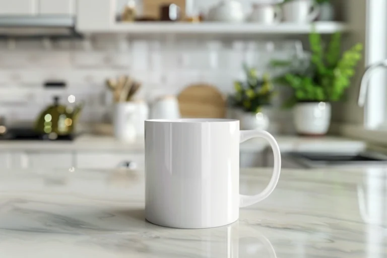 11oz Blank White Ceramic Coffee Mug Mockup Template