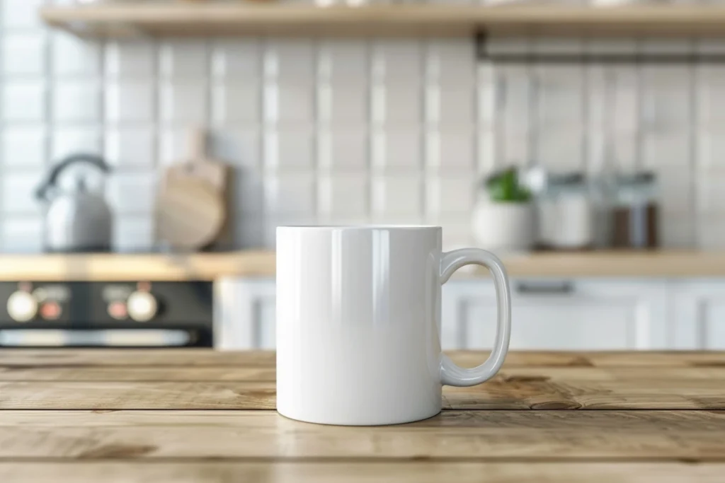 11oz Blank White Ceramic Coffee Mug Mockup Template