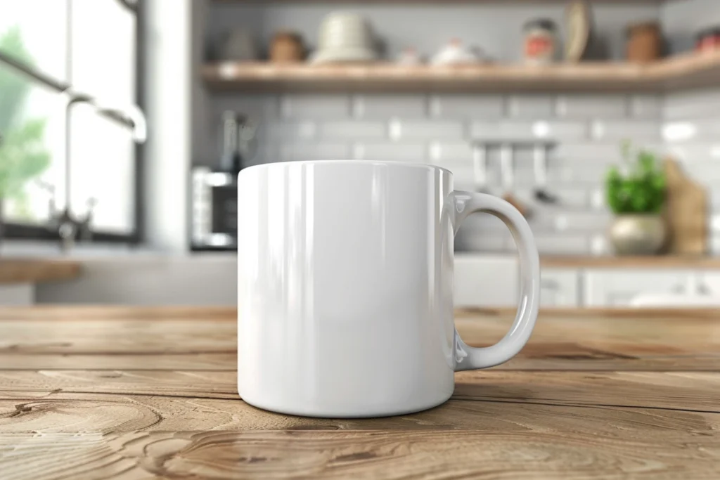 11oz Blank White Ceramic Coffee Mug Mockup Template