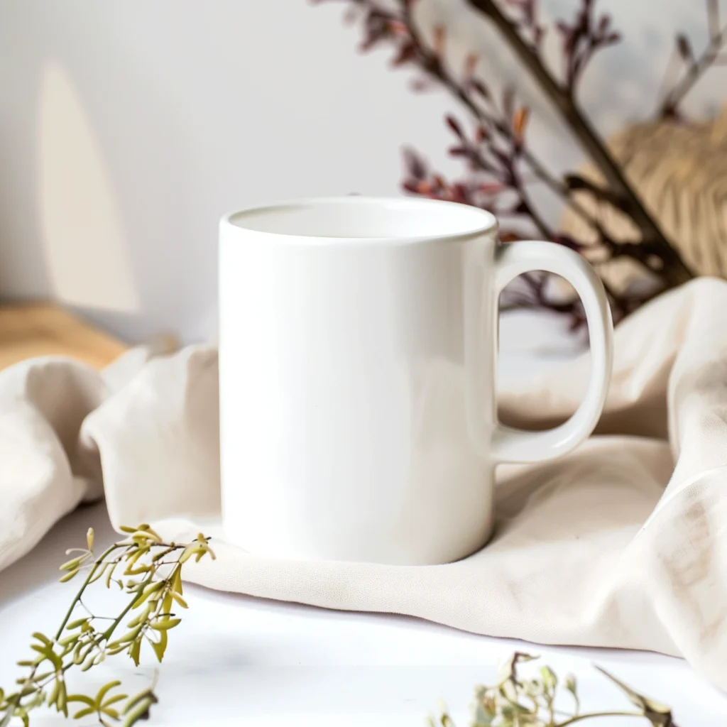 11oz Blank White Ceramic Coffee Mug Mockup Template