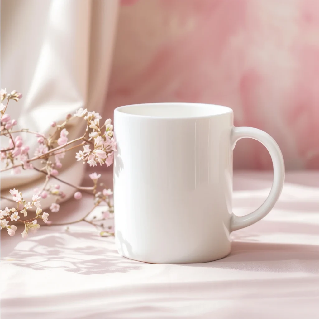 11oz Blank White Ceramic Coffee Mug Mockup Template