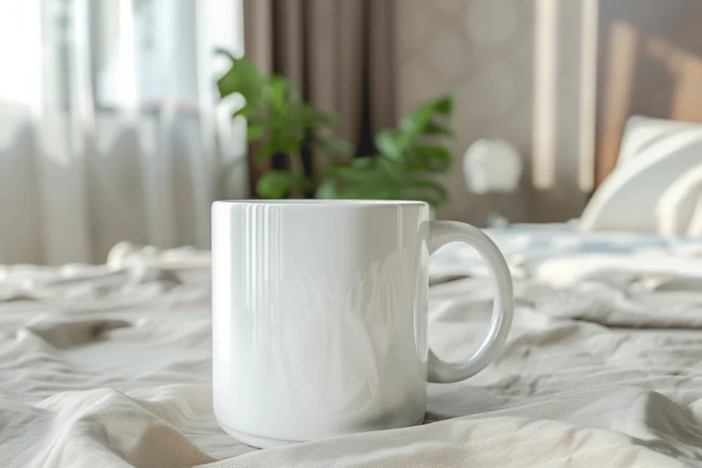 11oz Blank White Ceramic Coffee Mug Mockup Template