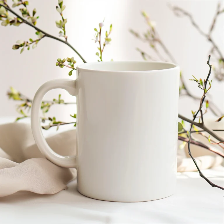 15oz Blank White Ceramic Coffee Mug Mockup Template