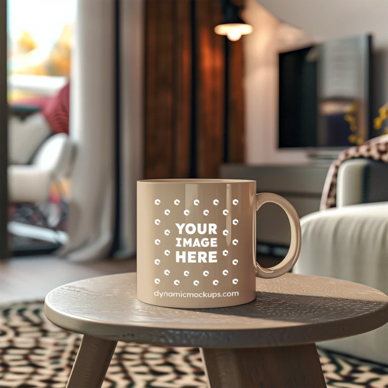 11oz Blank Beige Ceramic Coffee Mug Mockup Template