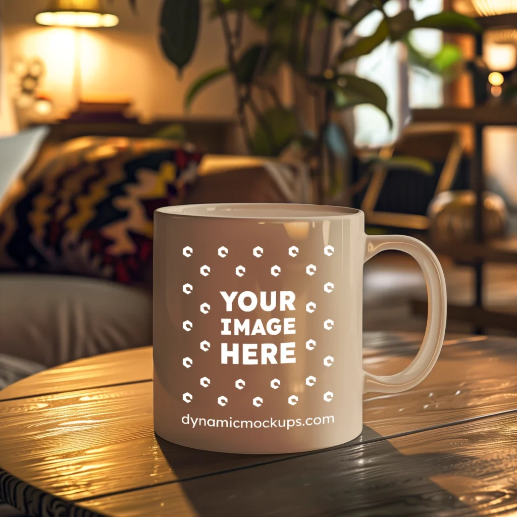 11oz Blank Beige Ceramic Coffee Mug Mockup Template