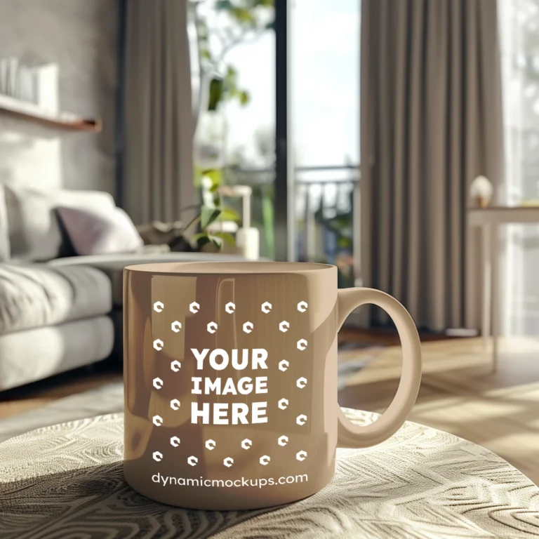 11oz Blank Beige Ceramic Coffee Mug Mockup Template