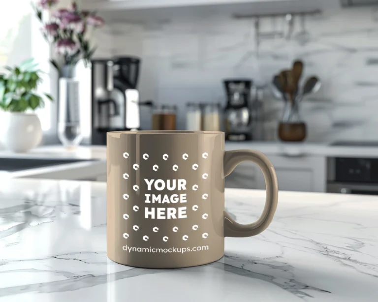 11oz Blank Beige Ceramic Coffee Mug Mockup Template