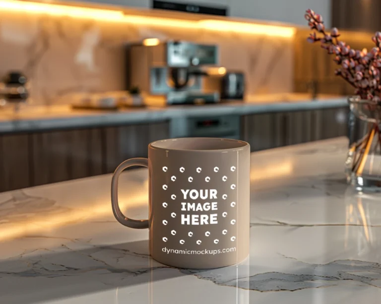 11oz Blank Beige Ceramic Coffee Mug Mockup Template