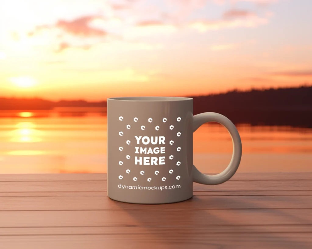 11oz Blank Beige Ceramic Coffee Mug Mockup Template