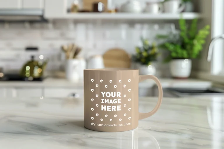 11oz Blank Beige Ceramic Coffee Mug Mockup Template