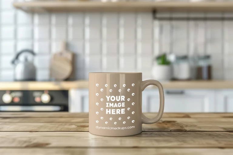 11oz Blank Beige Ceramic Coffee Mug Mockup Template