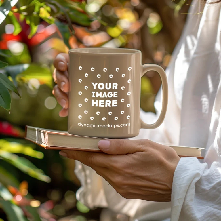 11oz Blank Beige Ceramic Coffee Mug Mockup Template