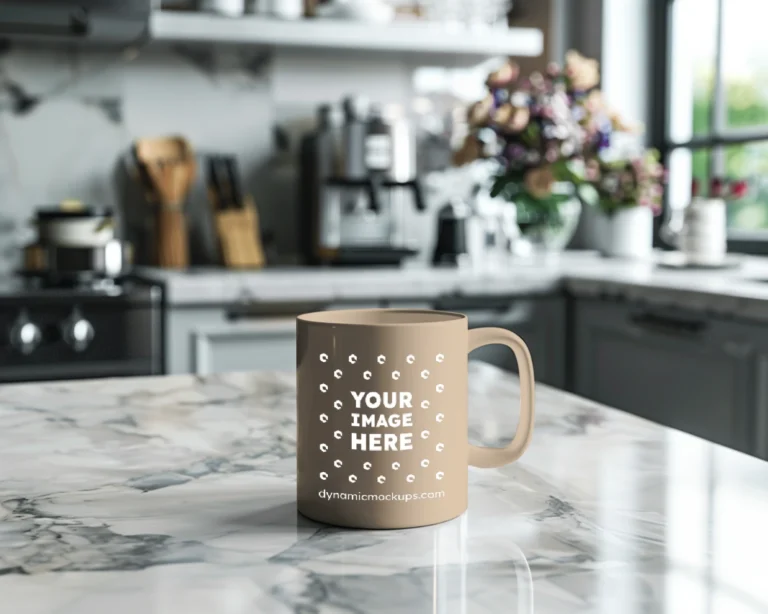 11oz Blank Beige Ceramic Coffee Mug Mockup Template