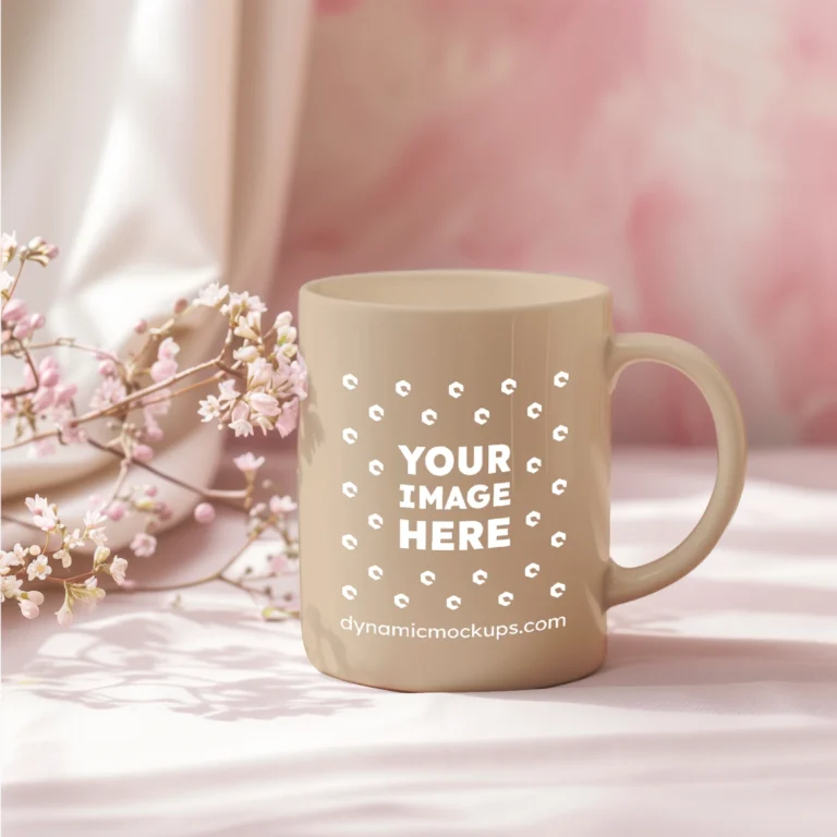 11oz Blank Beige Ceramic Coffee Mug Mockup Template