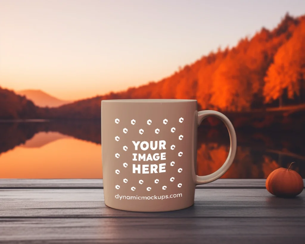 11oz Blank Beige Ceramic Coffee Mug Mockup Template