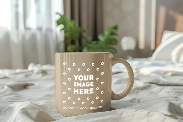 11oz Blank Beige Ceramic Coffee Mug Mockup Template