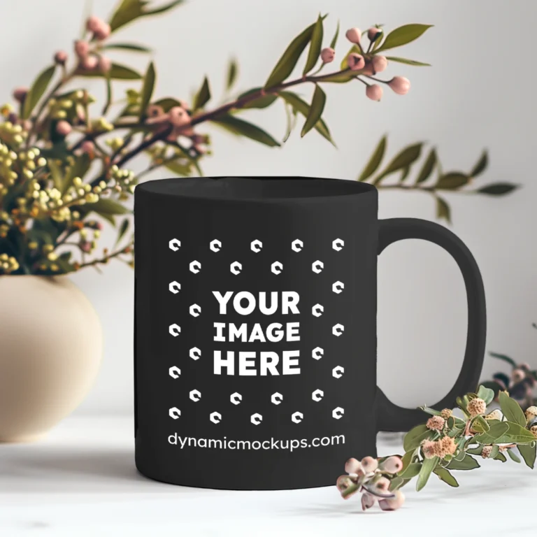 11oz Blank Black Ceramic Coffee Mug Mockup Template