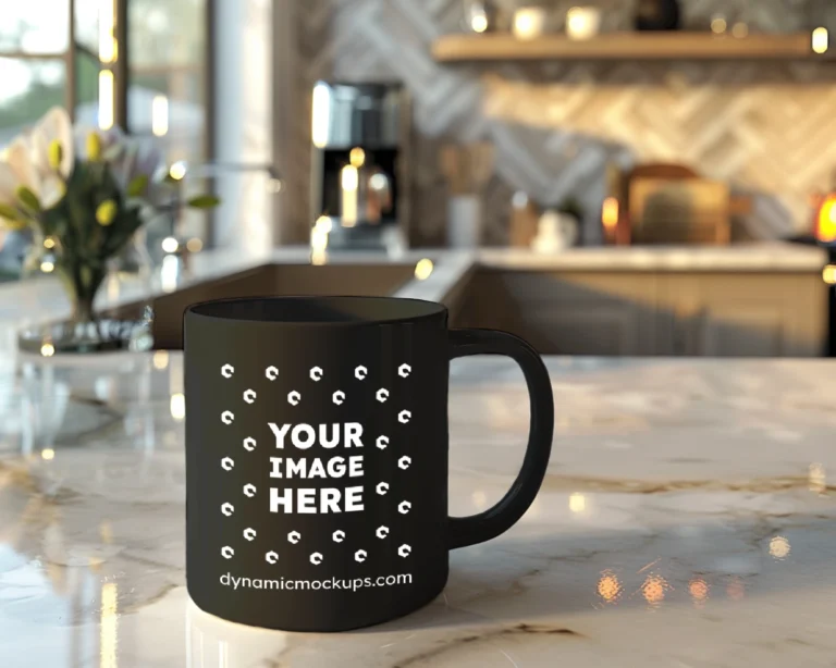 11oz Blank Black Ceramic Coffee Mug Mockup Template