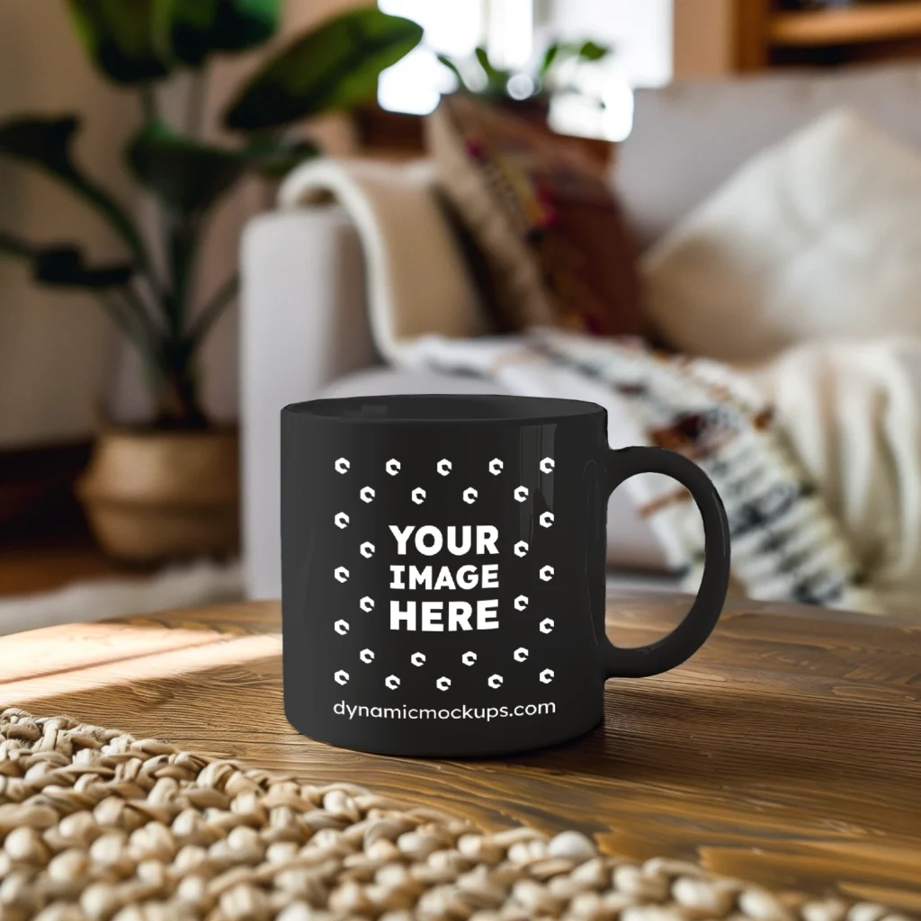 11oz Blank Black Ceramic Coffee Mug Mockup Template