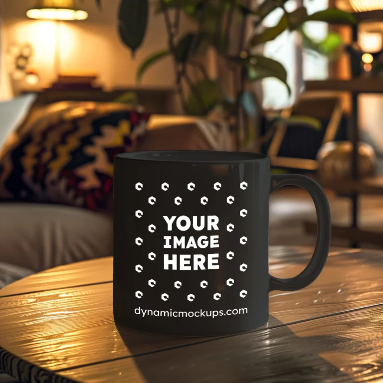 11oz Blank Black Ceramic Coffee Mug Mockup Template