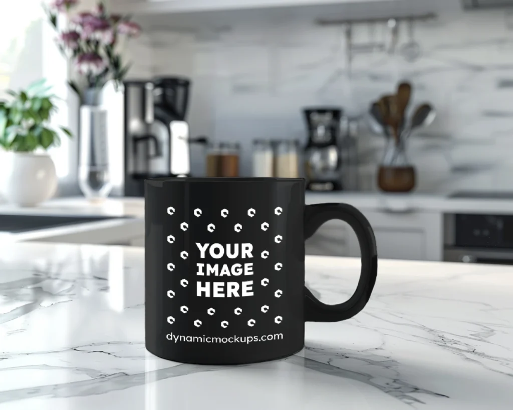 11oz Blank Black Ceramic Coffee Mug Mockup Template