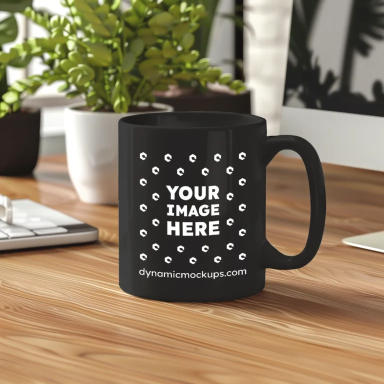 11oz Blank Black Ceramic Coffee Mug Mockup Template