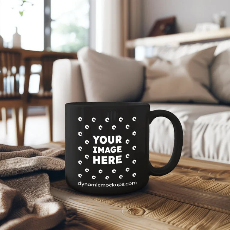 11oz Blank Black Ceramic Coffee Mug Mockup Template