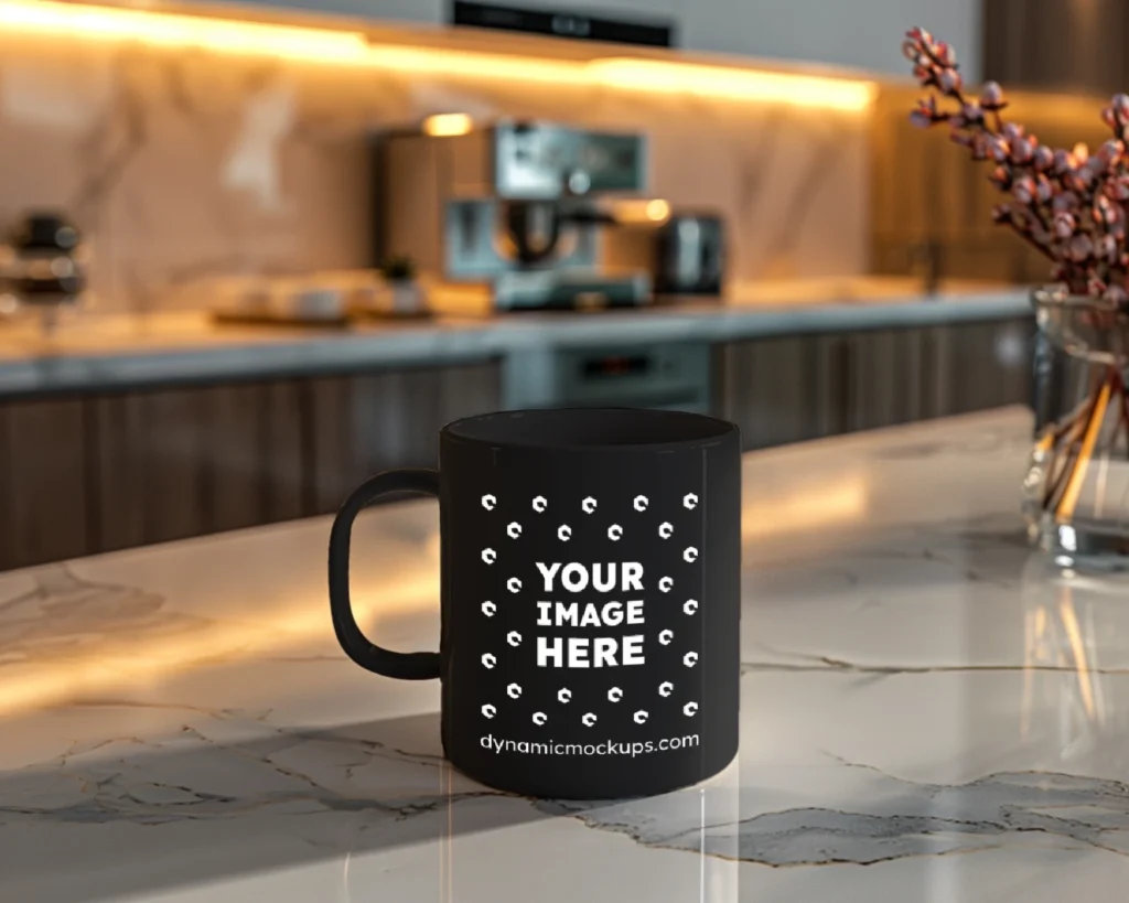 11oz Blank Black Ceramic Coffee Mug Mockup Template